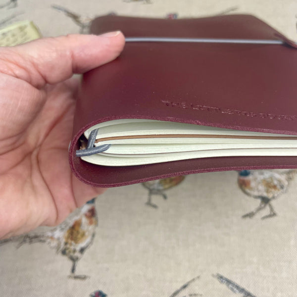 A5 Burgundy Faux Leather Wrap Refillable Journal Notebook - with 2 plain paper notebooks