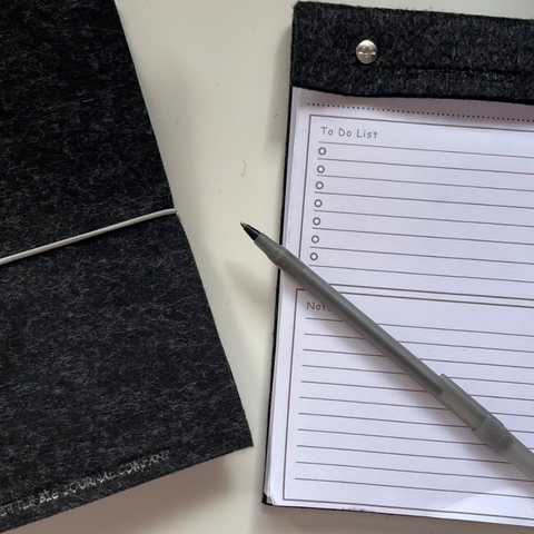Silver Grey Felt A5 Refillable desk notepad - Silver grey with lined paper tear off insert