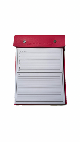 Bright Pink Faux Leather A5 Refillable desk notepad - Bright pink with lined paper tear off insert