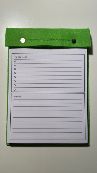 Bright Green Felt A5 Refillable desk notepad - Bright green with lined paper tear off insert