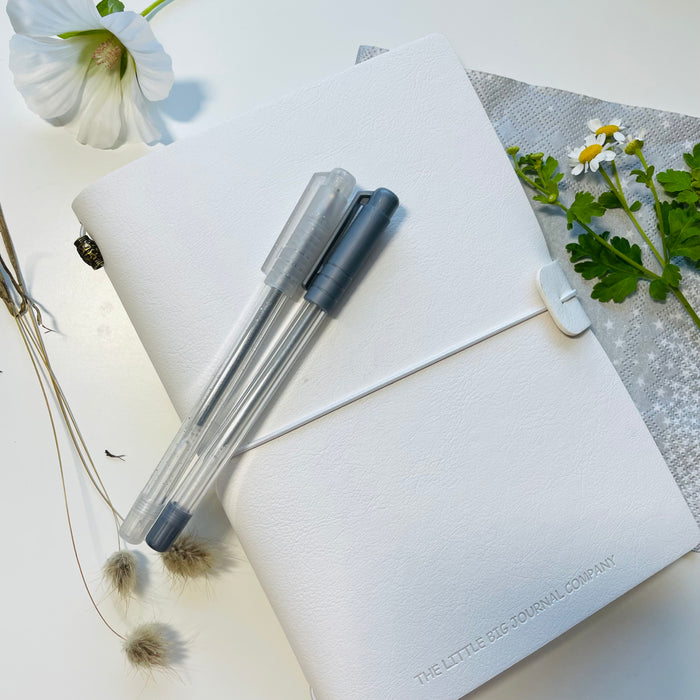 Elastic Strap System Faux Leather Journal- Polar White