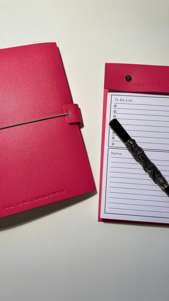 Bright Pink Faux Leather Wrap A5 Refillable Journal Notebook - Bright pink with 2 plain paper notebooks