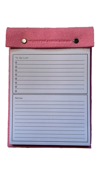 Bright Pink Felt A5 Refillable desk notepad - Bright pink with lined paper tear off insert