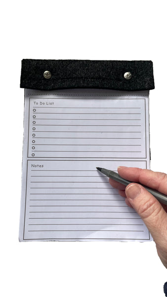Silver Grey Felt A5 Refillable desk notepad - Silver grey with lined paper tear off insert