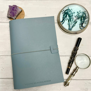 A5 Pale Blue  Faux Leather Wrap Refillable Journal Notebook - with 2 plain paper notebooks