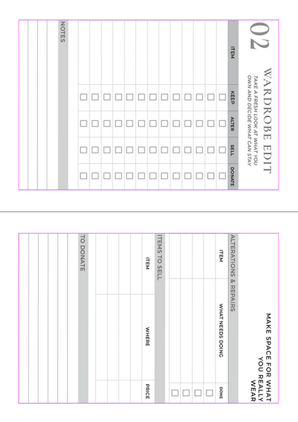 Wardrobe Reset: 15 Sections of Wardrobe Planning A5 Organiser Insert for the Little Big Journal