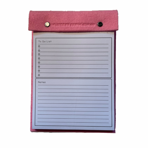 A5 Bright Pink Felt Refillable desk notepad - with lined paper tear off insert