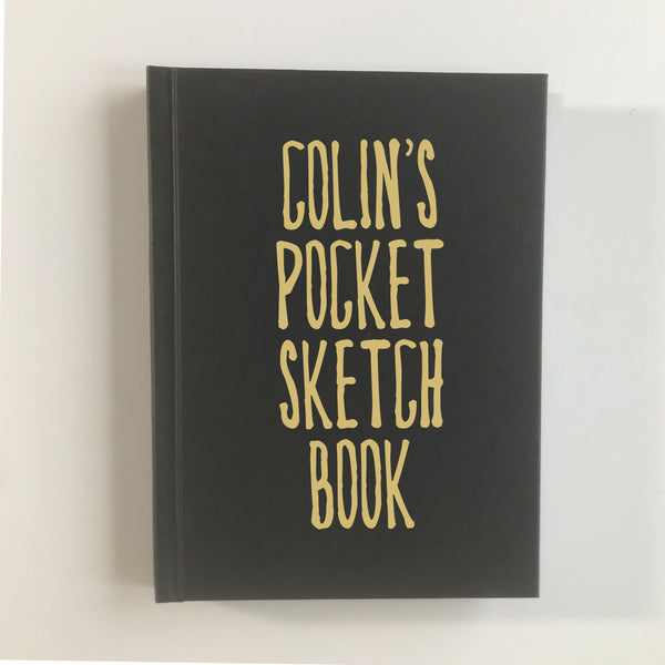 Personalised artist sketchbook notebook hardback - Old Gold Lettering