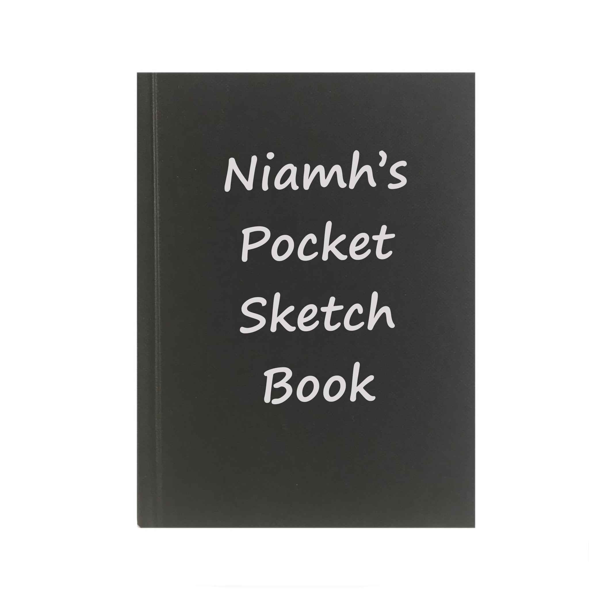 Personalised artist sketchbook notebook hardback - Silver Grey Lettering