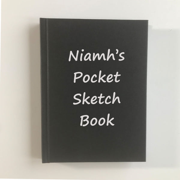 Personalised artist sketchbook notebook hardback - Silver Grey Lettering