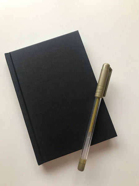 Sketchbook A6 hardback portrait - Old Gold Lettering - The Little Big Journal Company