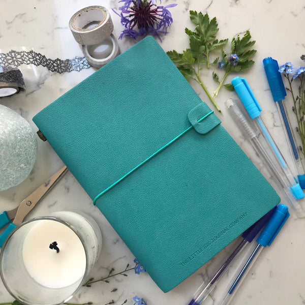 Blank Refillable Journal -Teal Blue with plain pages inserts - The Little Big Journal Company