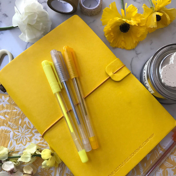 Blank Refillable Journal -Bright Yellow with plain pages inserts - The Little Big Journal Company